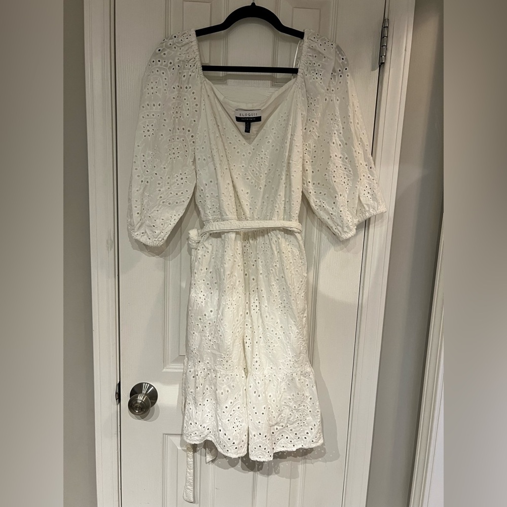 Elodie Cream Eyelet Long Sleeve Dress
